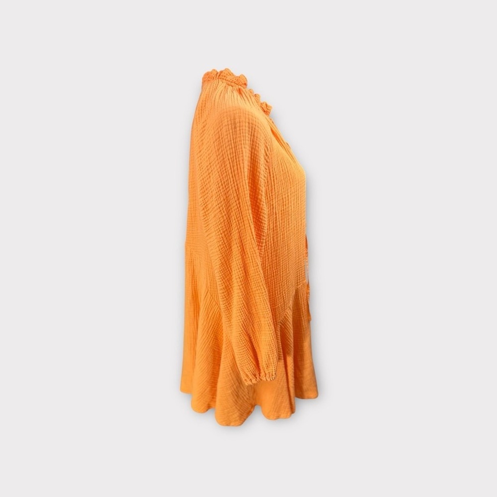 Magaschoni Size Medium Tumeric Flowy‎ 100 Organic Cotton Gauze mini dress - Picture 5 of 14
